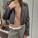 Giacca ZOE modello chiodo in vera pelle color nero