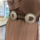 Alberto Luti cintura in pelle t.moro con borchie argento