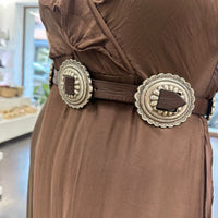 Alberto Luti cintura in pelle t.moro con borchie argento