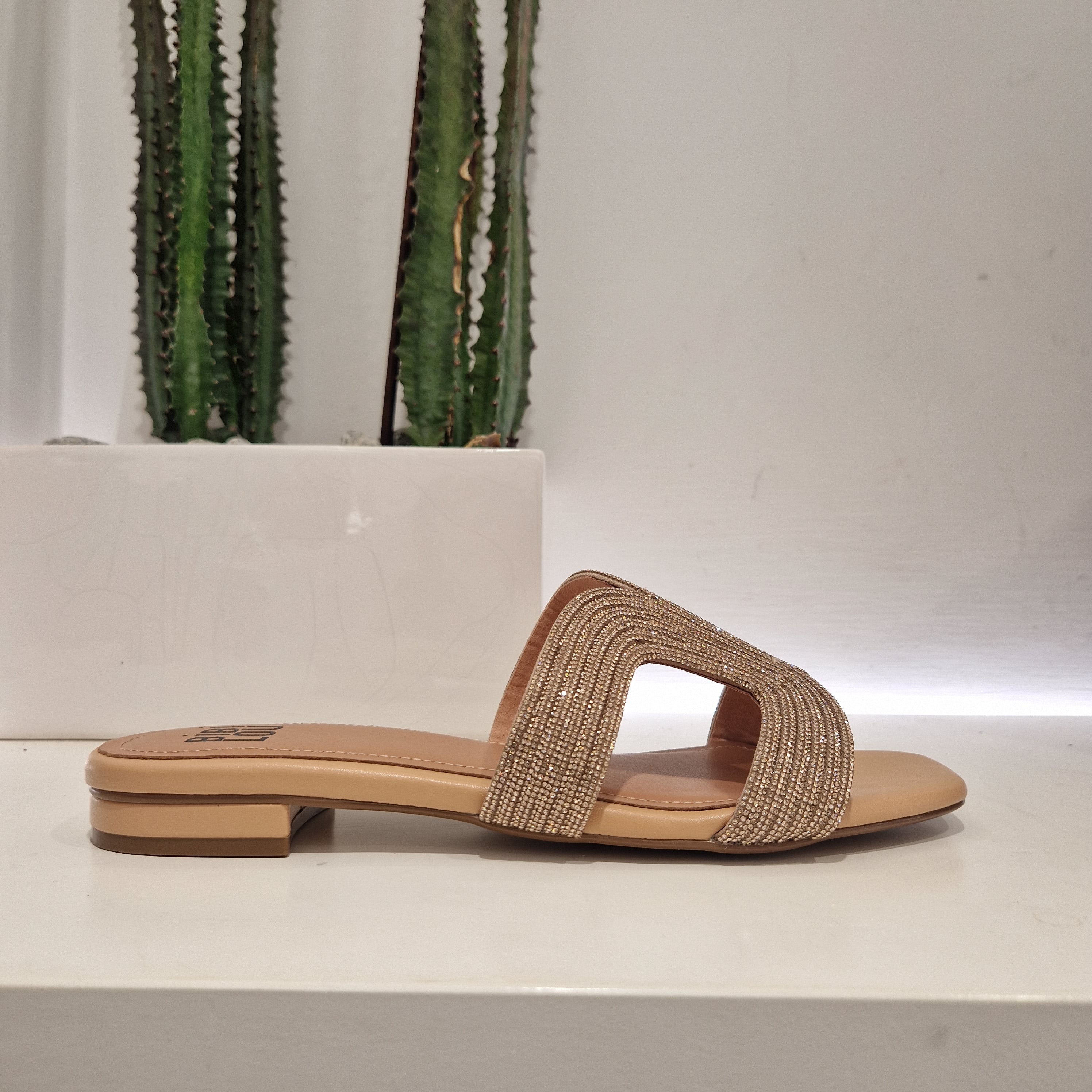 Bibilou ciabatta STRASS color cipria tacco 2 cm