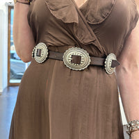 Alberto Luti cintura in pelle t.moro con borchie argento