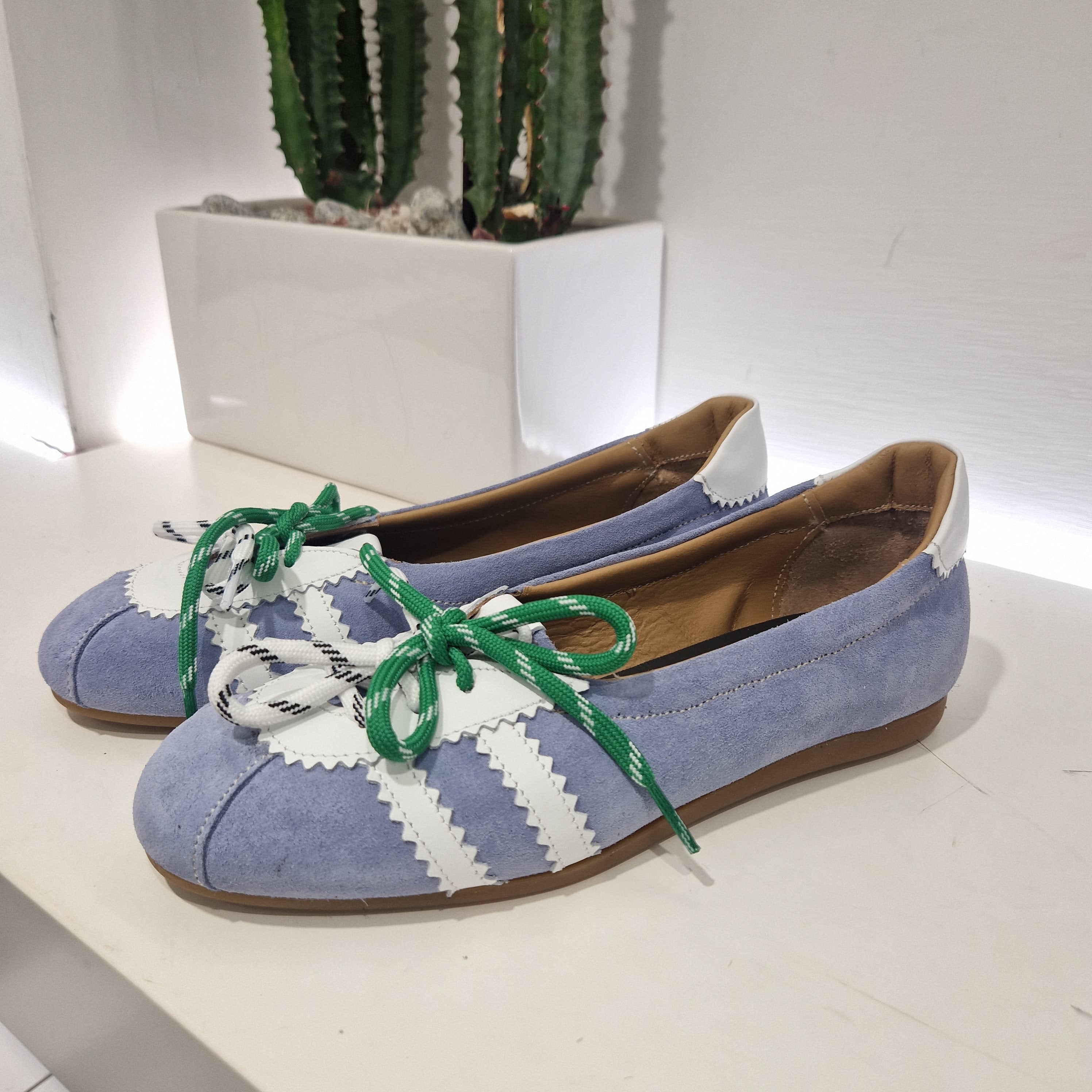 ANTICA BOTTEGA sneaker ballerina suede  celeste