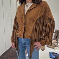 Giacca  BRENDA con frange in pelle scamosciata