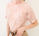 Kikisix t-shirt in pizzo cipria