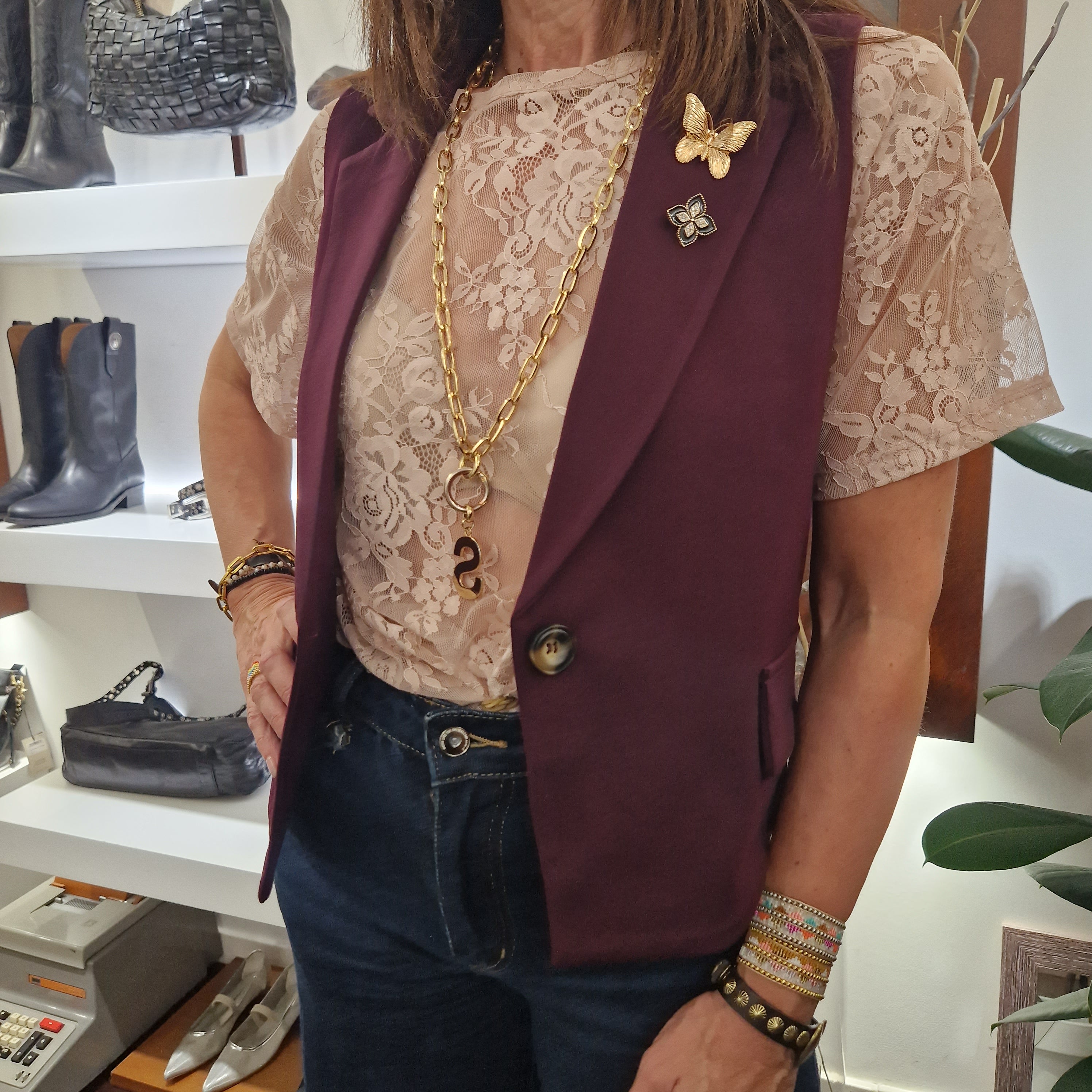 Kikisix gilet burgundy