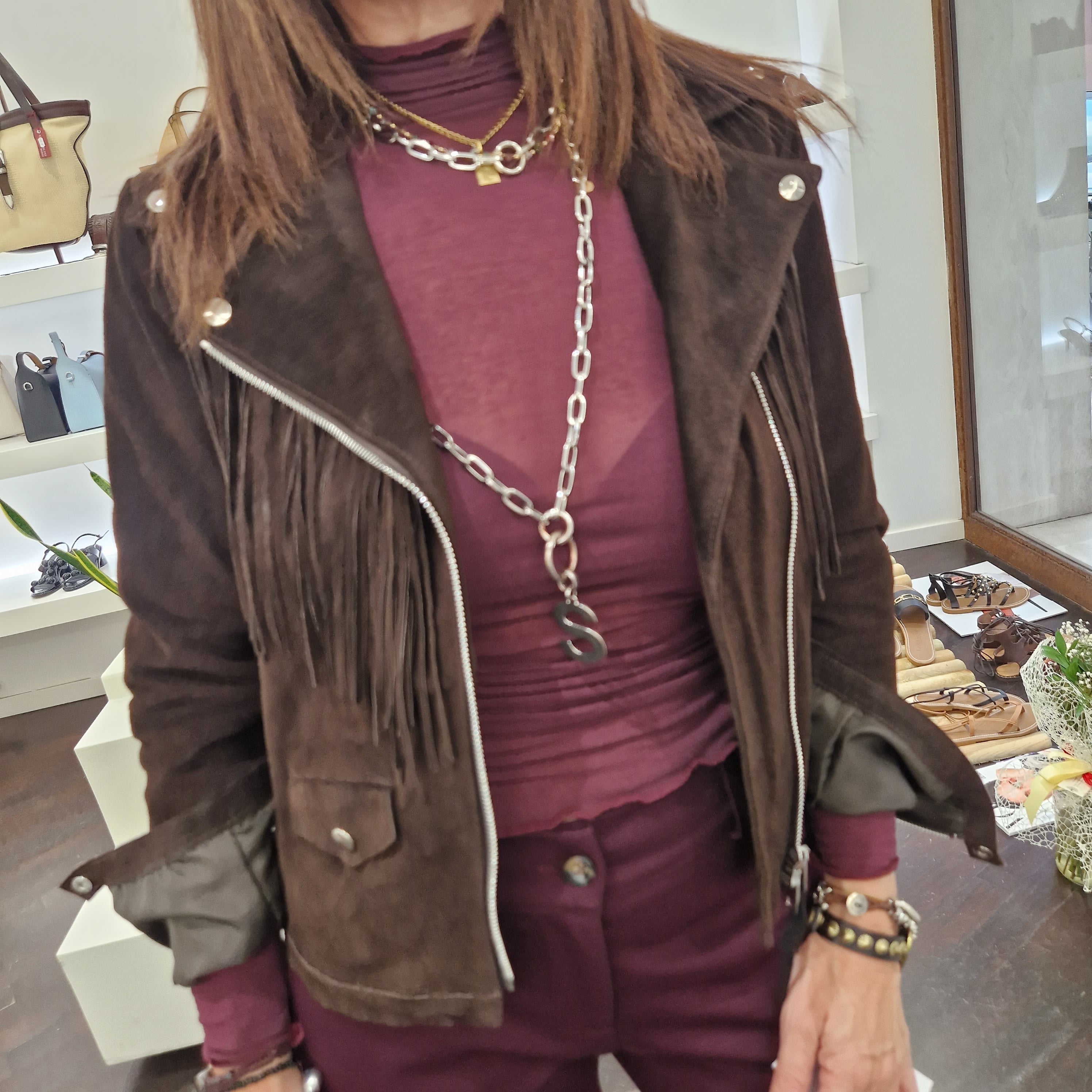 Giacca ARKANSAS 2   in vera pelle scamosciato modello chiodo
