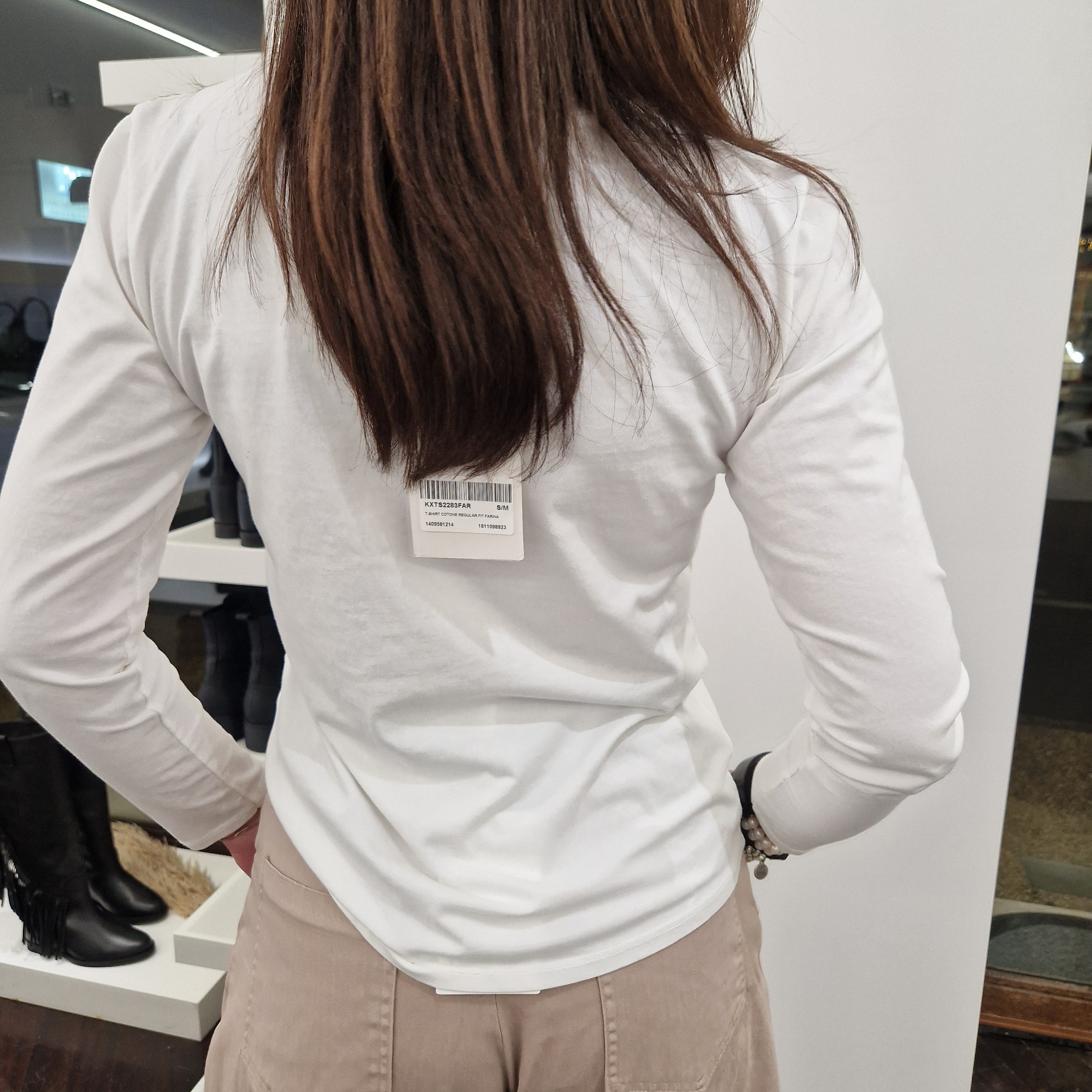 KIKISIX t-shirt bianca maniche lunghe