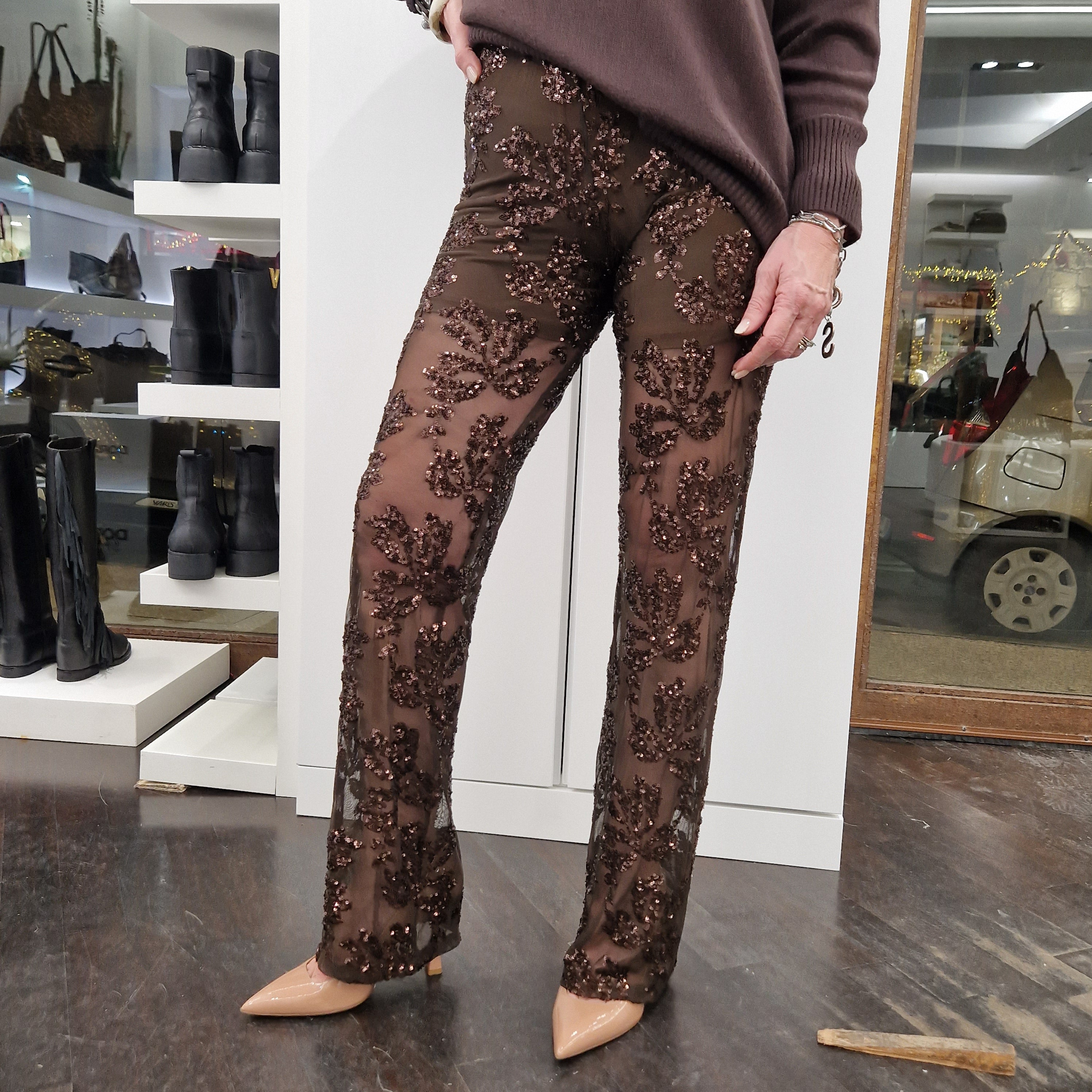 Kikisix pantalone ZARINA paillettes moro