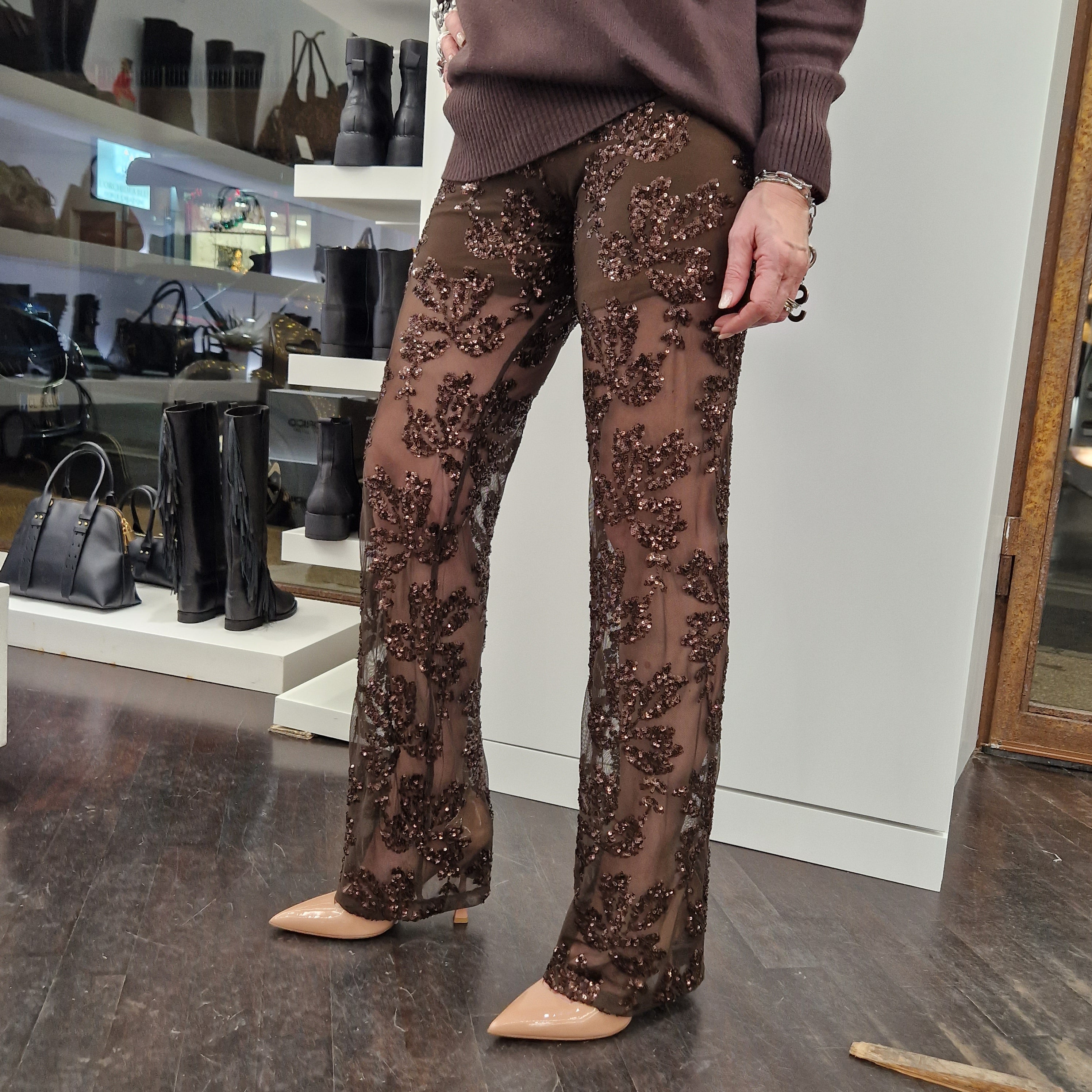 Kikisix pantalone ZARINA paillettes moro