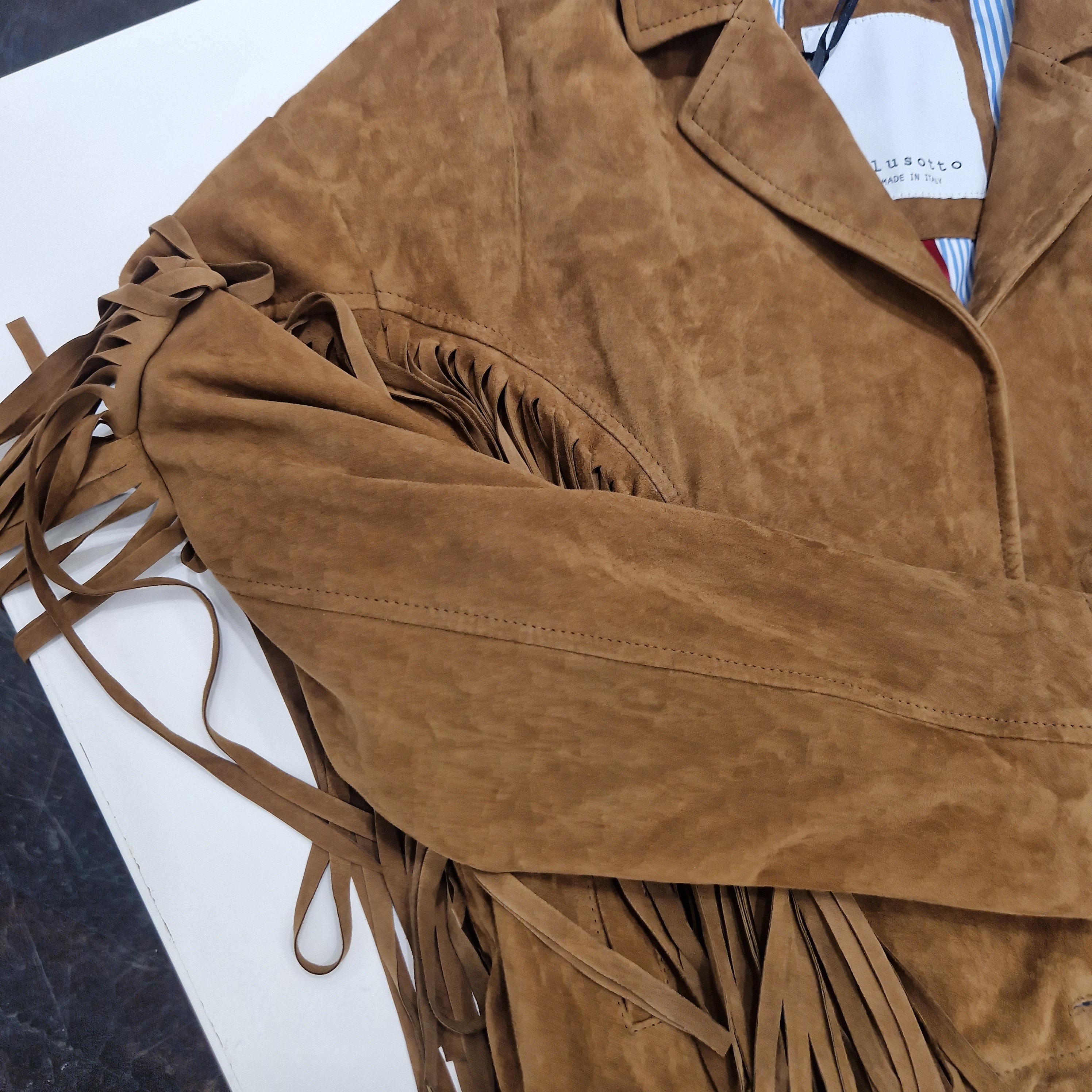 Giacca  BRENDA con frange in pelle scamosciata