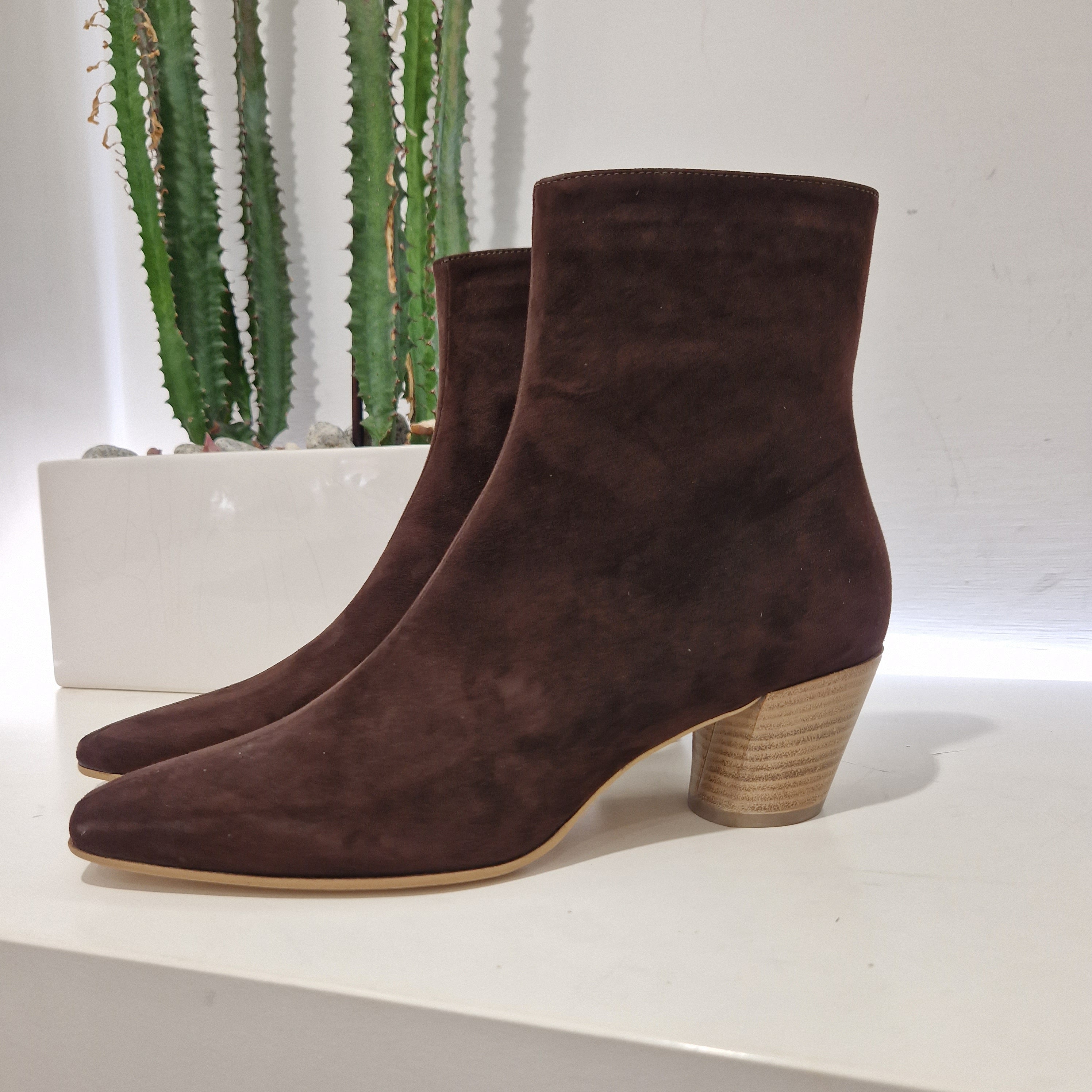 ENJOY stivaletto texano t.moro in pelle scamosciata