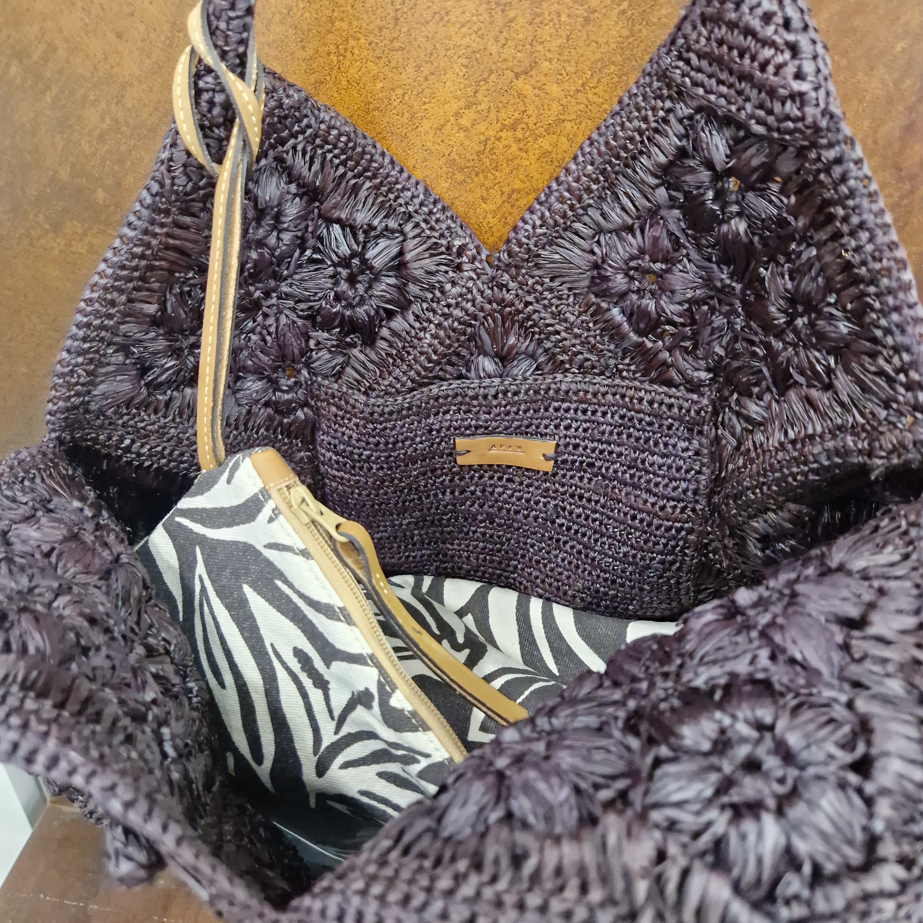 Afar borsa intrecciata a mano DESIRÈ color ebano