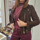 Giacca ARKANSAS 2   in vera pelle scamosciato modello chiodo