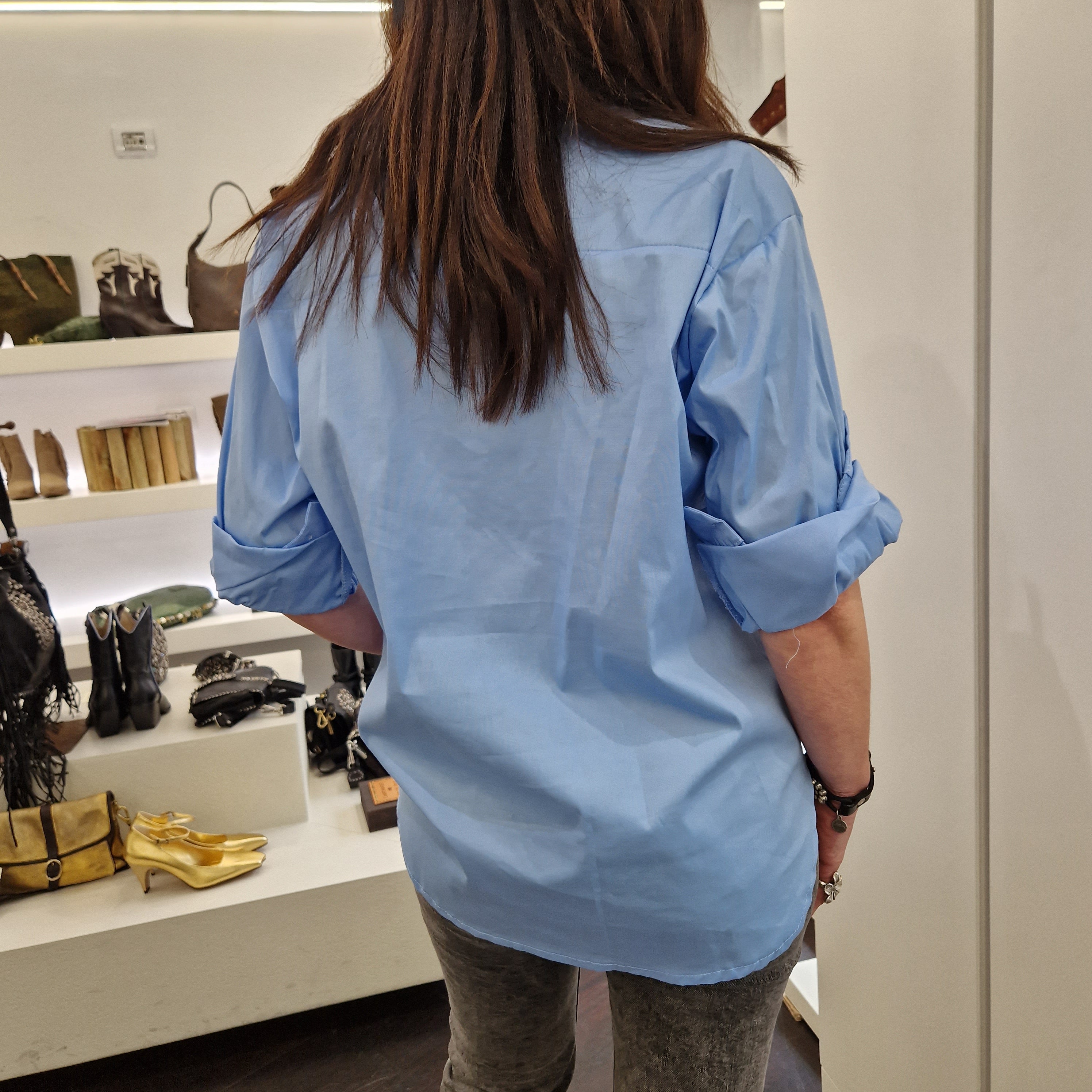 KIKISIX Camicia OVERSIZE CELESTE