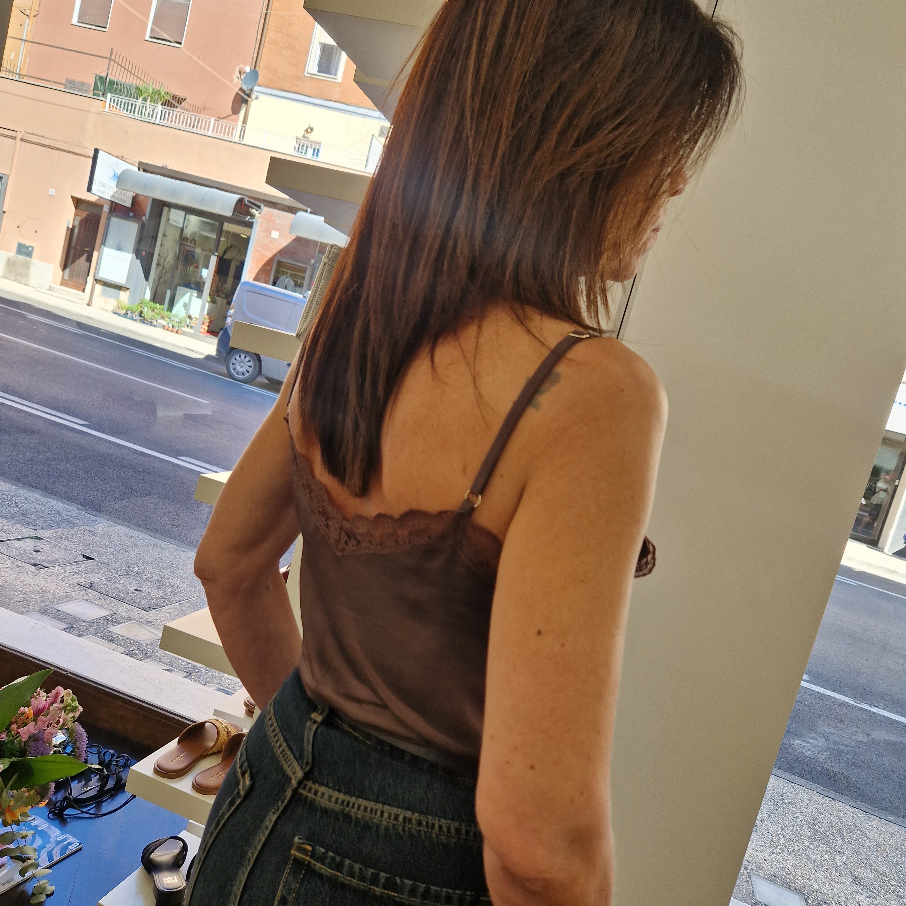 Kikisix top sottogiacca satin t.moro