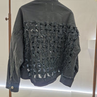 Giacca/camicia in jeans  sfrangiato color grigio scuro