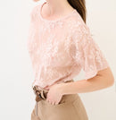 Kikisix t-shirt in pizzo cipria