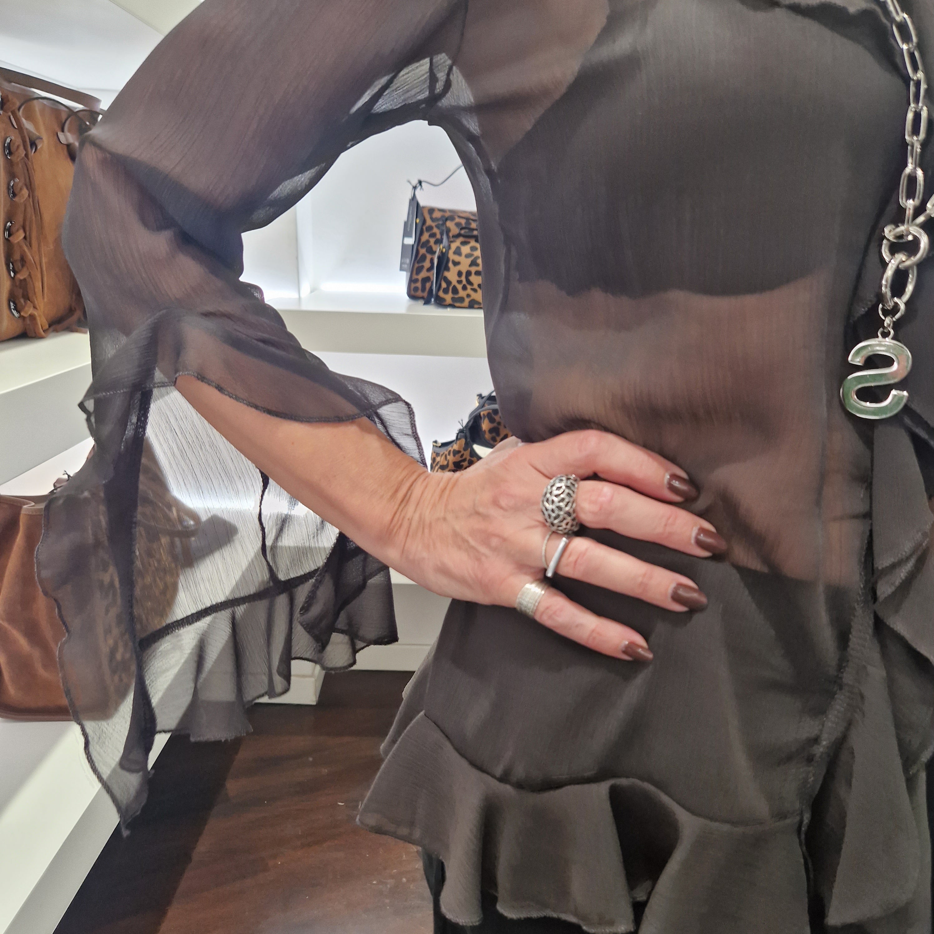 Kikisix camicia GAIA  trasparente t.moro
