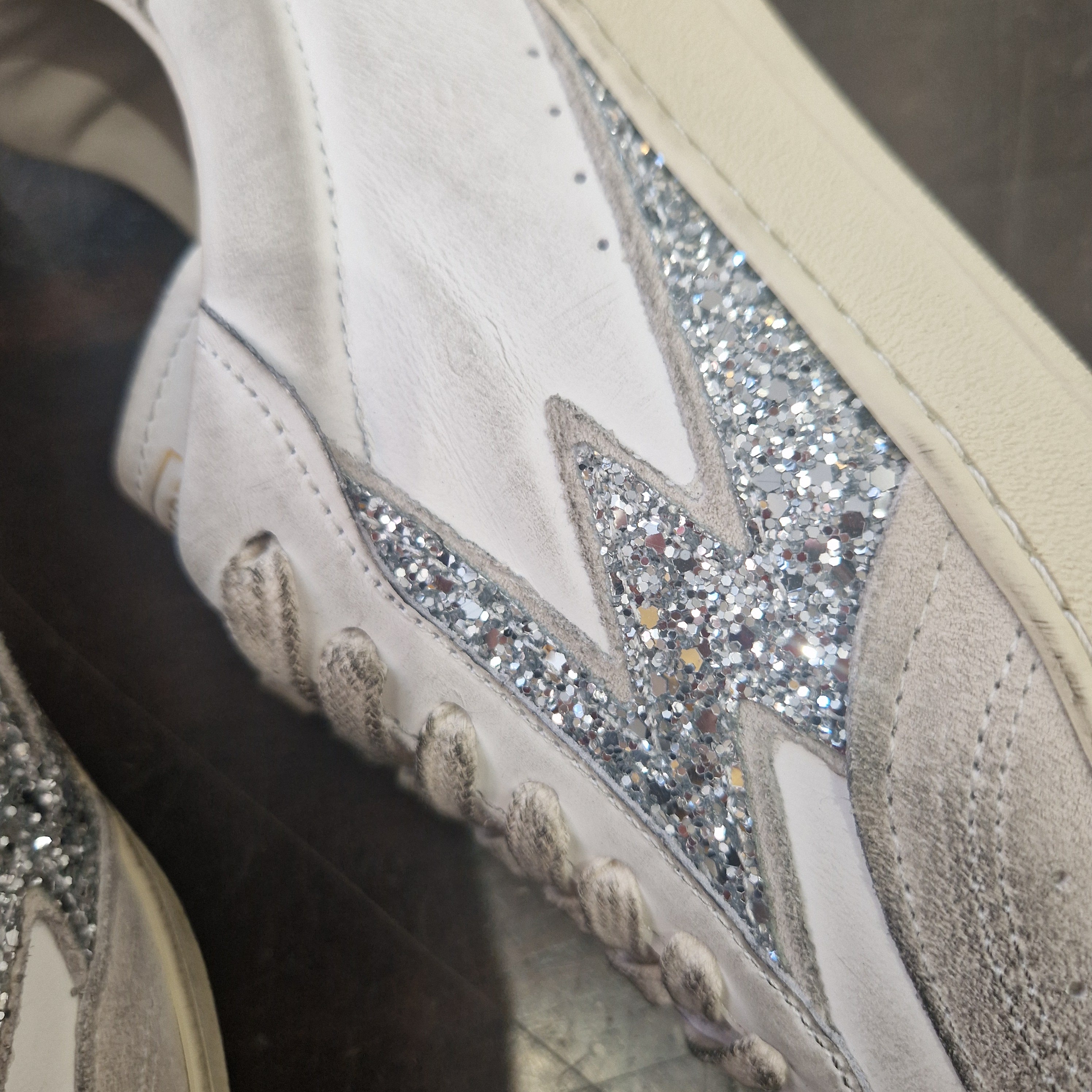 Moa sneakers fulmine glitter argento