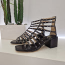 Sandalo tacco 6 cm nero zip posteriore
