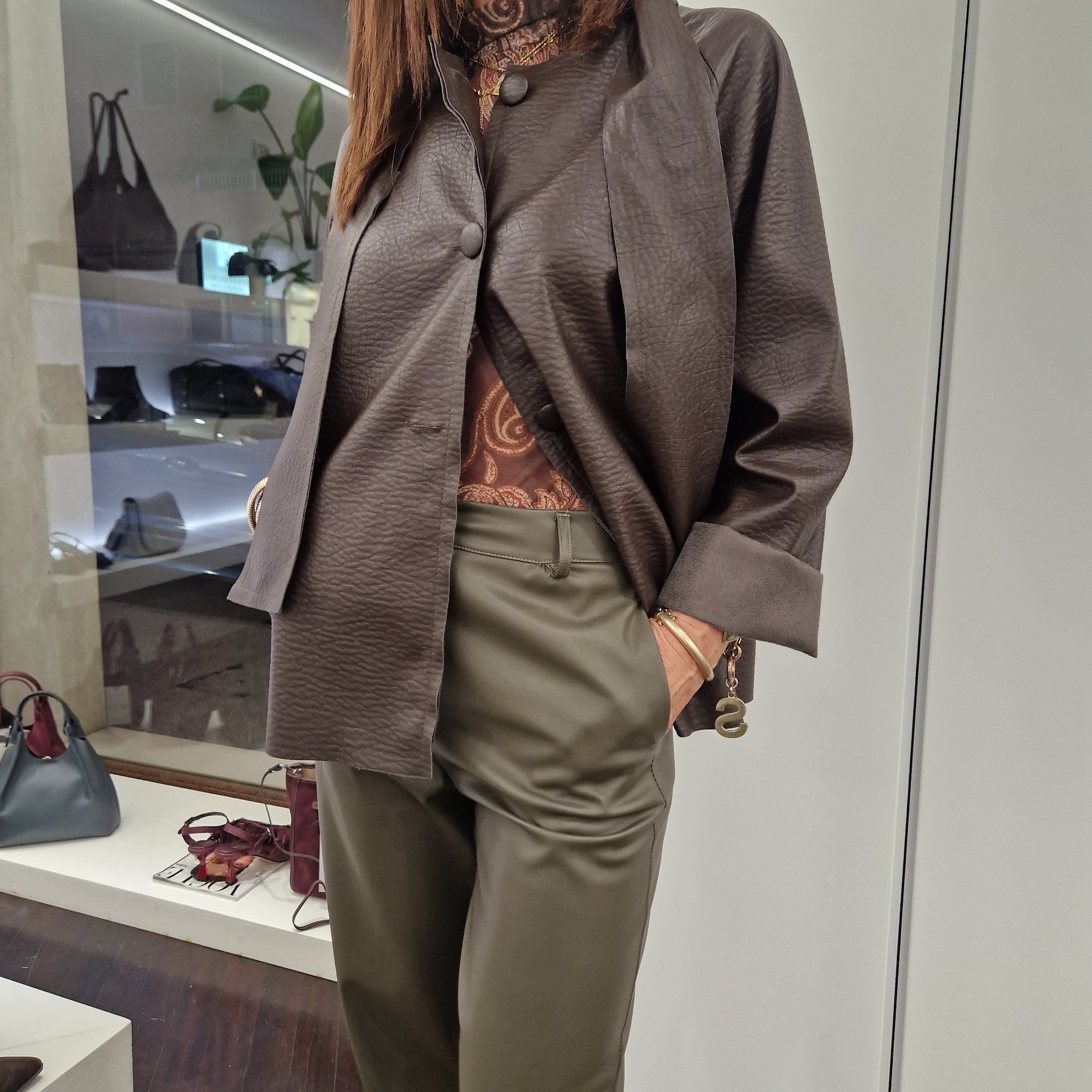 Camicia ecopelle t.moro con fiocco