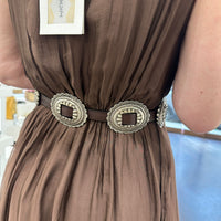 Alberto Luti cintura in pelle t.moro con borchie argento