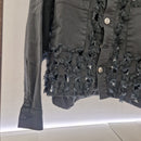 Giacca/camicia in jeans  sfrangiato color grigio scuro