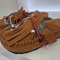 Taji sabot color cuouo suede con frange