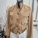 Giacca modello bomber vera pelle scamosciata color sabbia