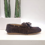 Antica BOTTEGA scarpa con frange color moro