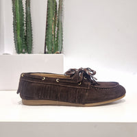 Antica BOTTEGA scarpa con frange color moro