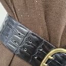 Alberto Luti cintura alta in pelle stampa cocco nero