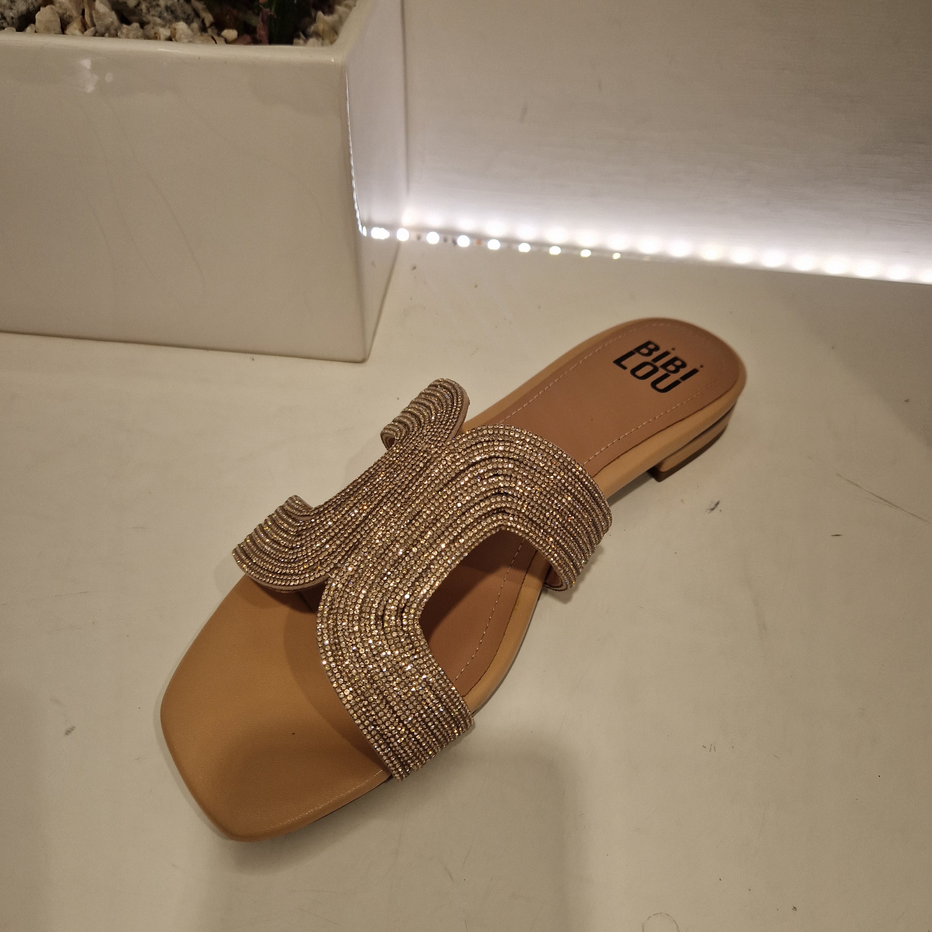 Bibilou ciabatta STRASS color cipria tacco 2 cm