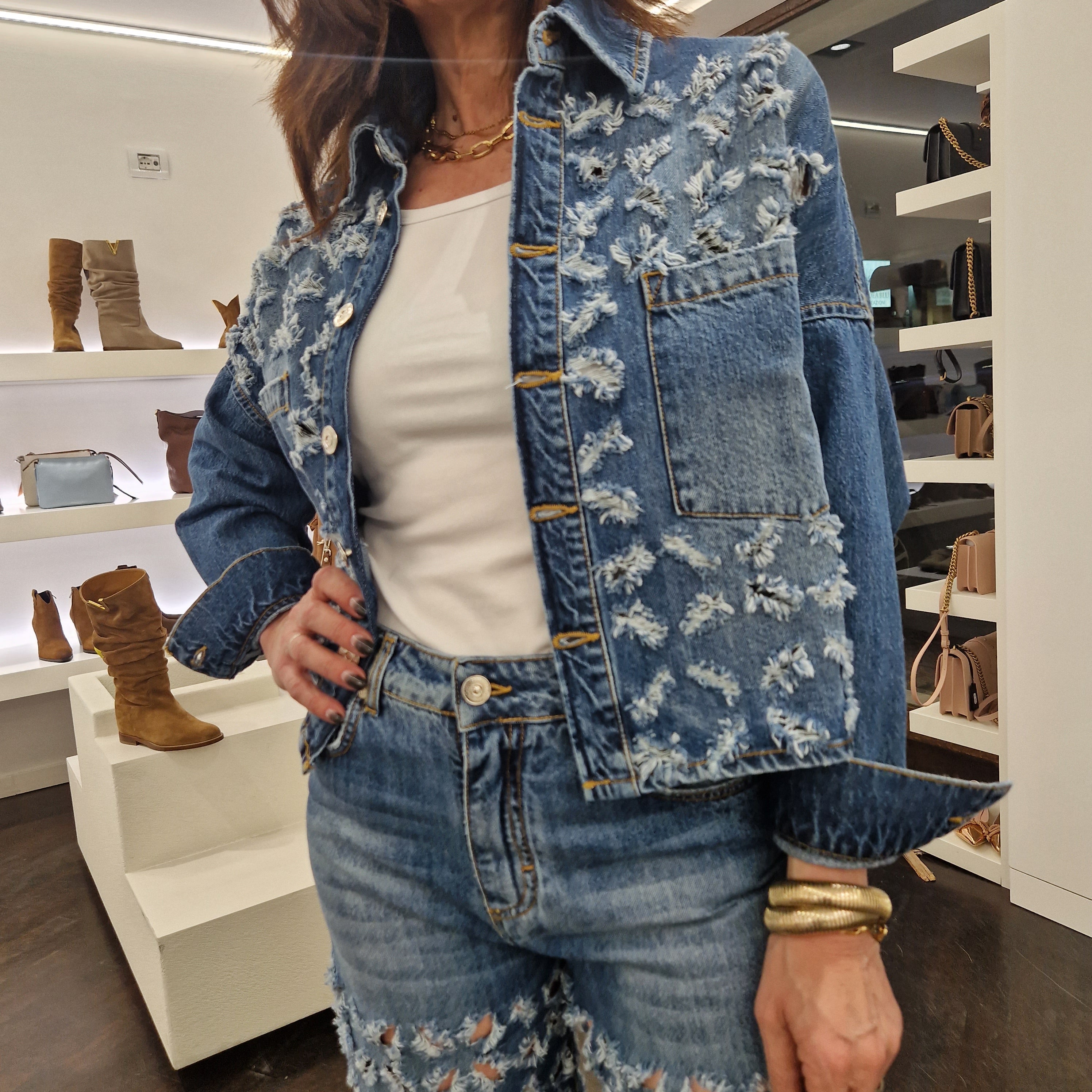 Giacca/camicia in jeans  sfrangiato