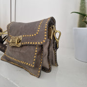 Campomaggi borsa Agnese cemento rivetti oro