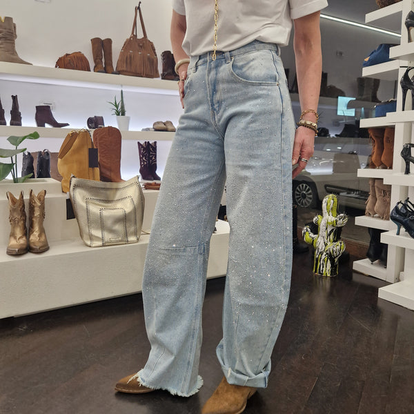 Pantalone jeans STRASS lavaggio chiaro – Dorico Calzature