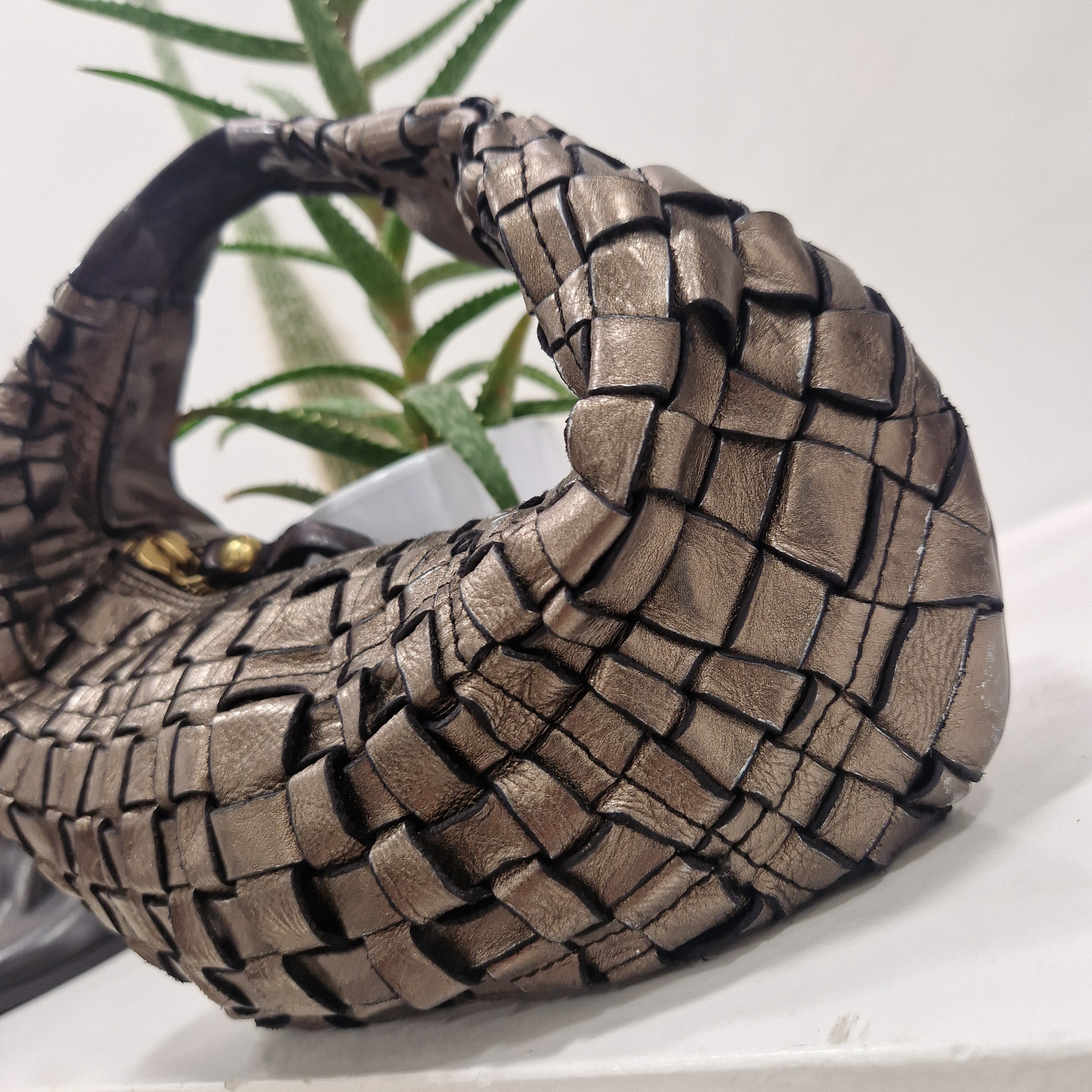 Campomaggi borsa monospalla laminato pellame intrecciato