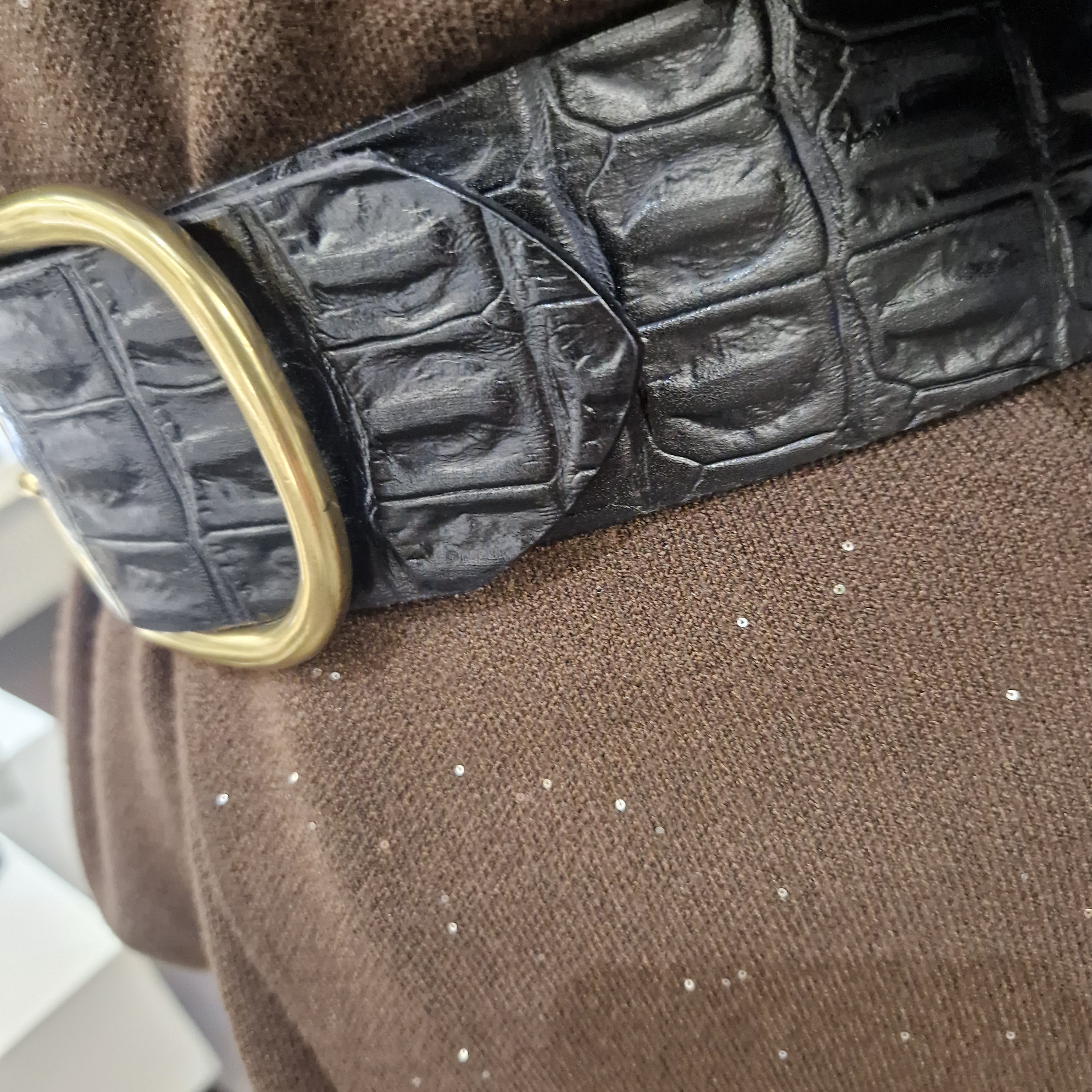 Alberto Luti cintura alta in pelle stampa cocco nero