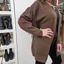 Kikisix CARDIGAN con frange paillettes t.moro