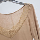Kikisix maglia con scollo in pizzo color nude
