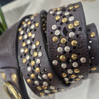 Campomaggi  cintura disegno laser color t.moro rivetti oro/argento