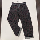 KIKISIX pantalone balloon stampa fiori scuro