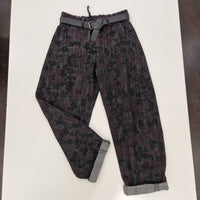 KIKISIX pantalone balloon stampa fiori scuro