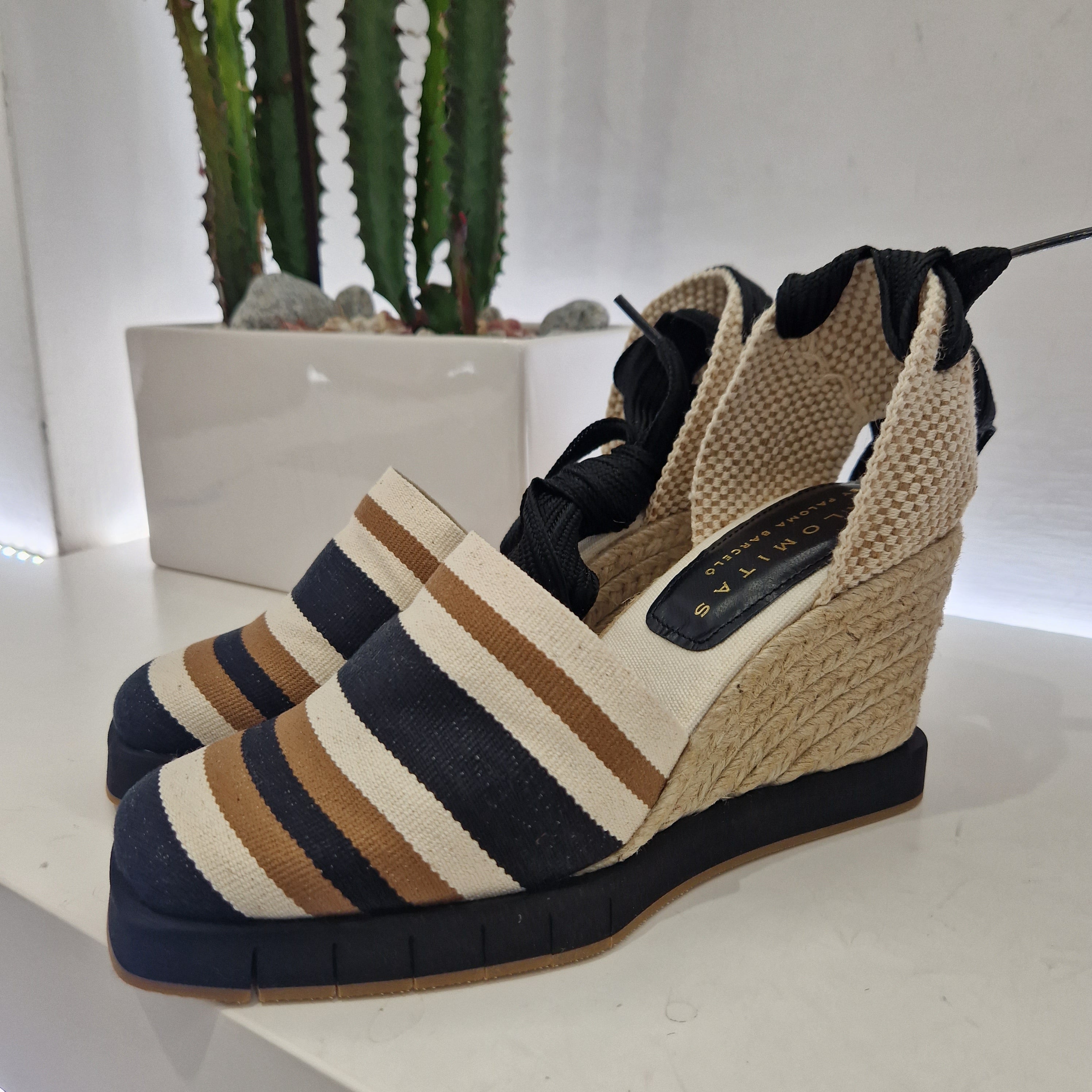 Palomitas sandalo in canvas  zeppa corda