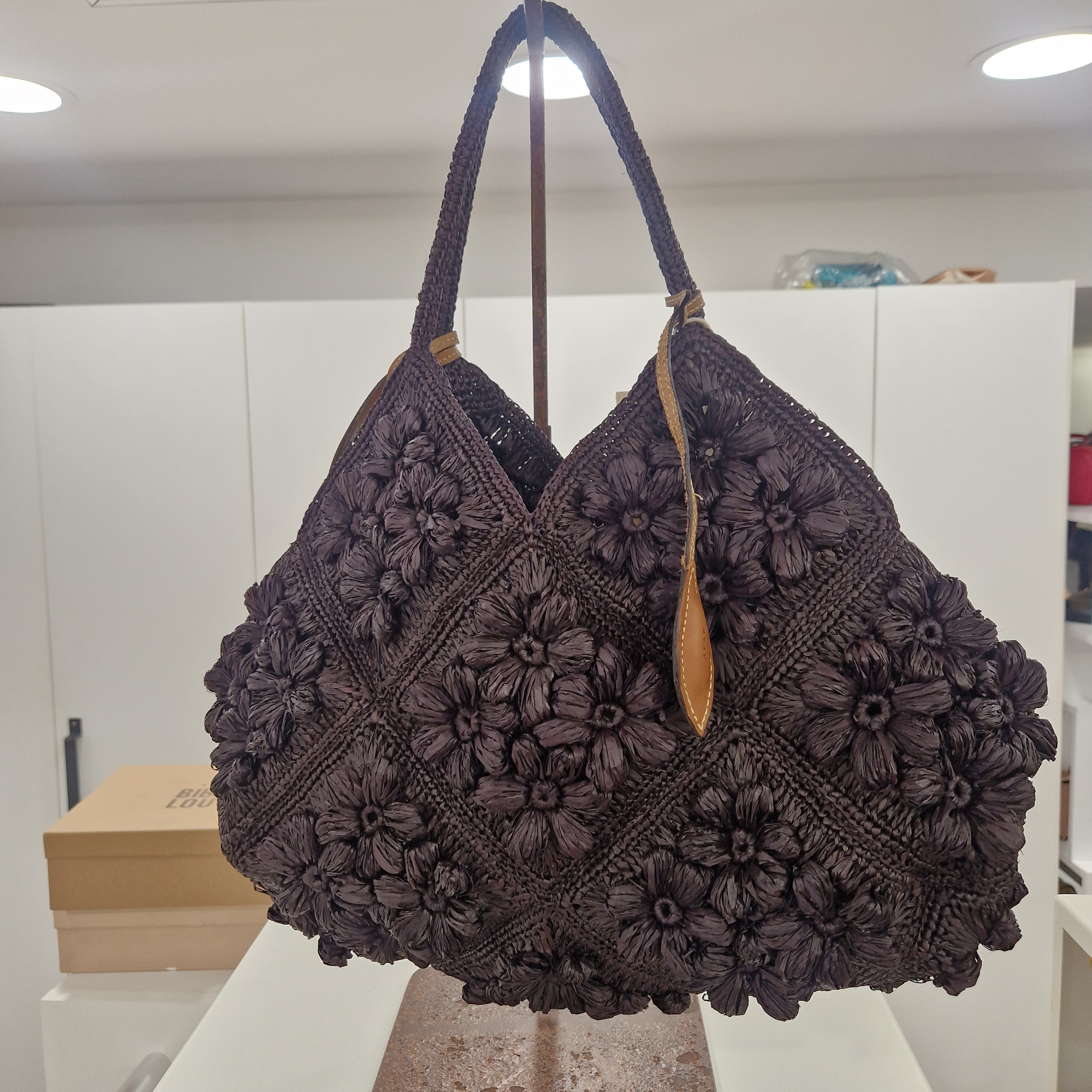 Afar borsa intrecciata a mano DESIRÈ color ebano