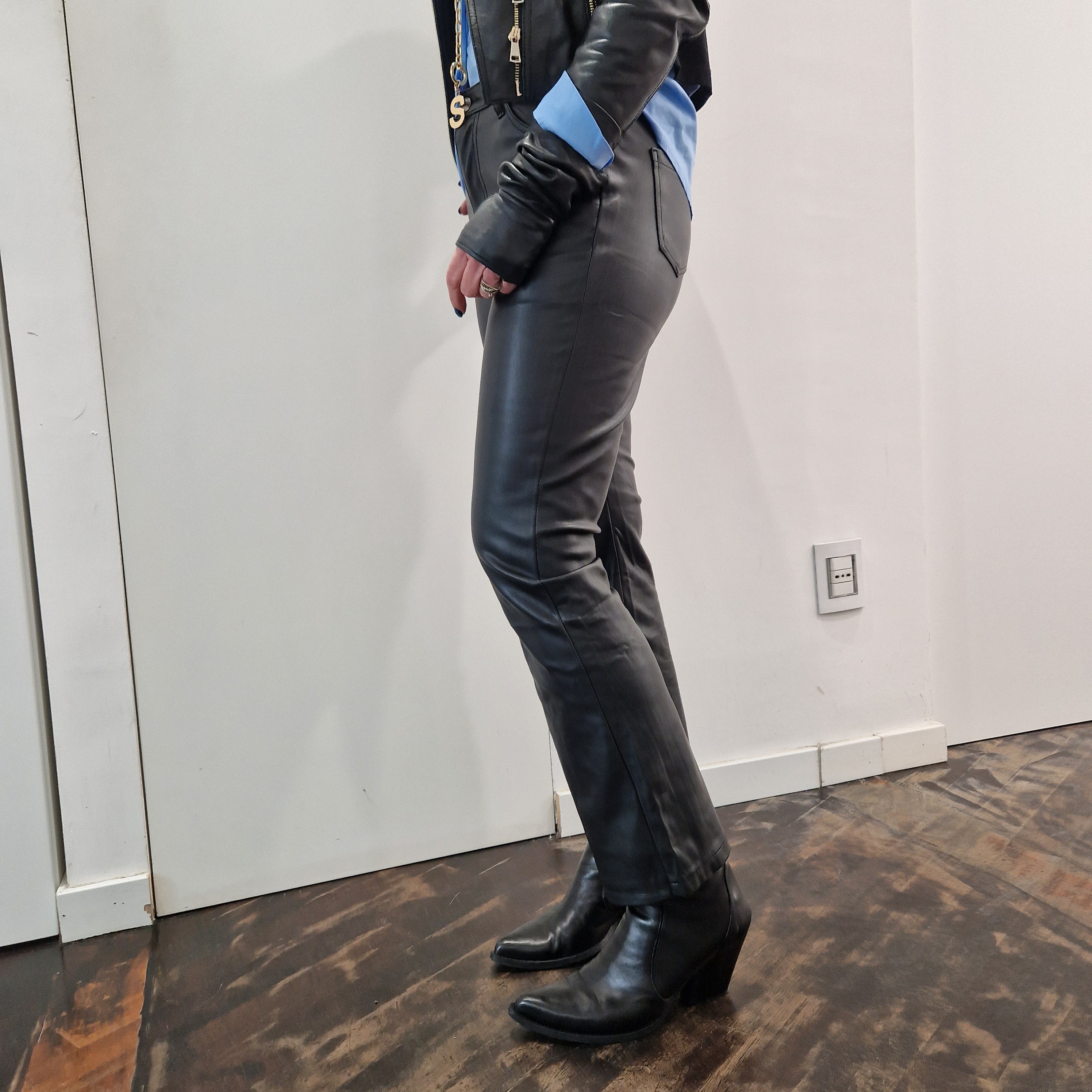 Pantalone ecopelle nero