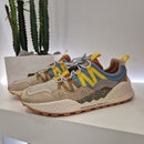 Flower Mountain sneaker uomo modello WHASHI beige dettaglio giallo