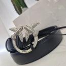 PINKO Cintura sottile Love Birds in pelle 3cm fibbia argento