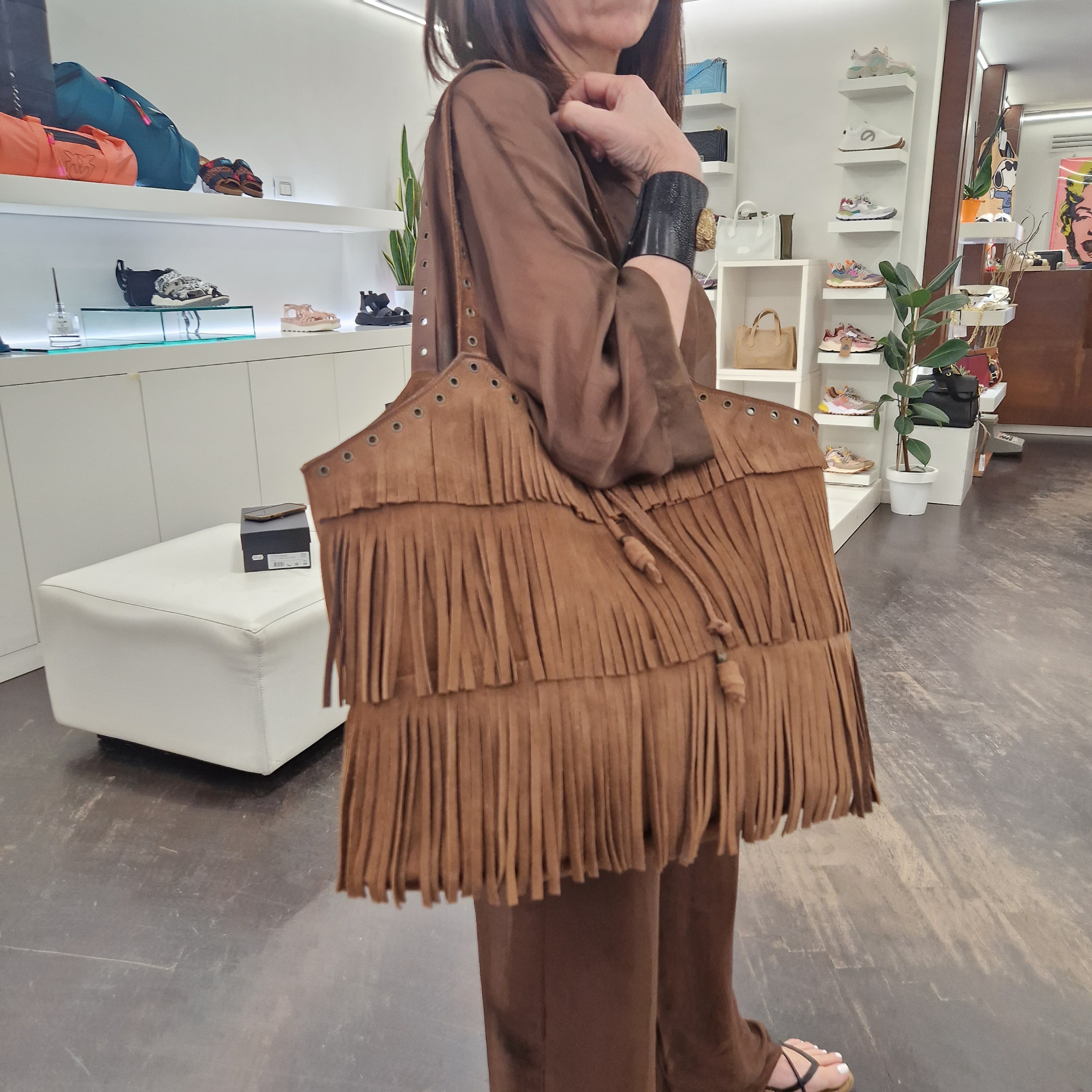 Alberto Luti borsa maxi con frange