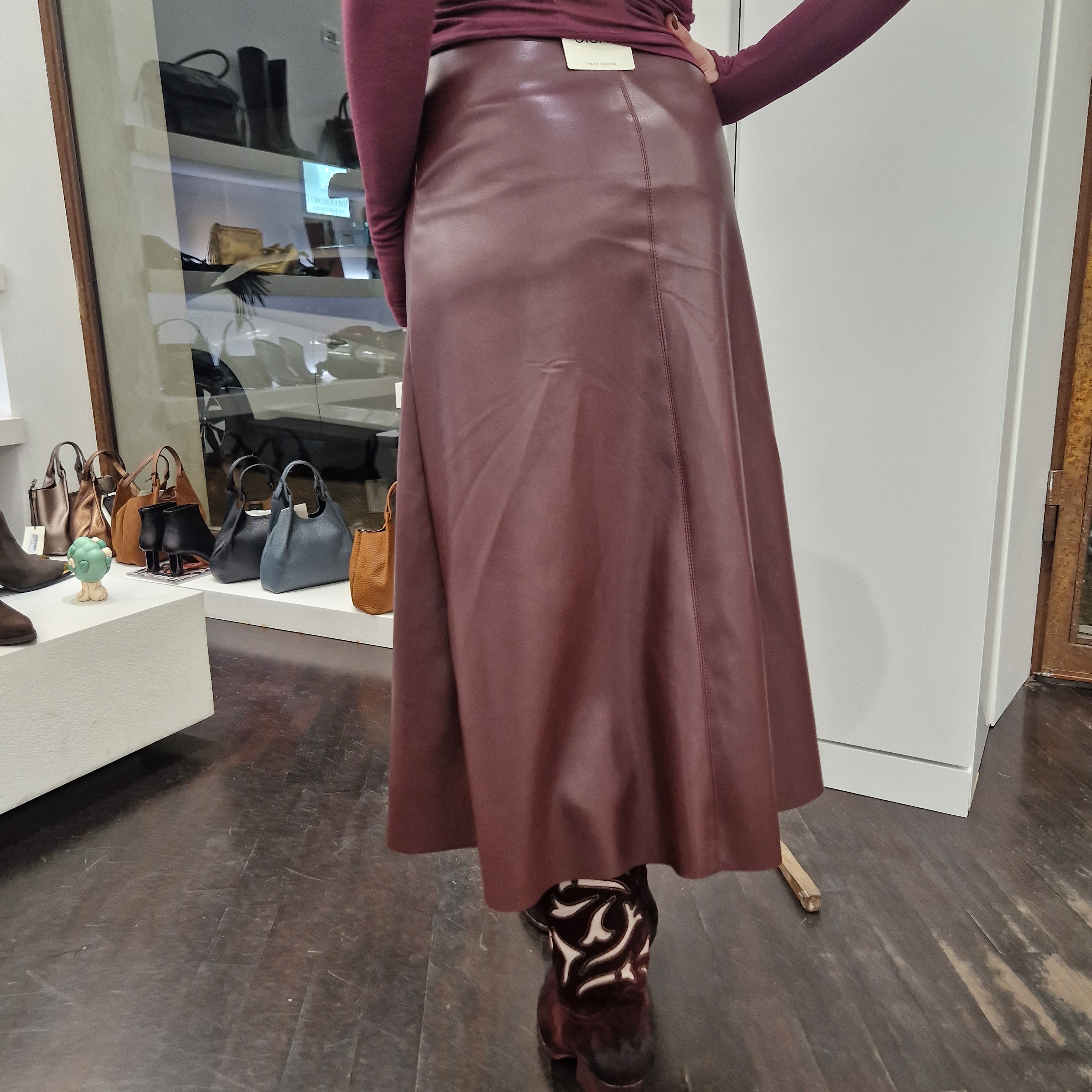 Gonna in ecopelle  color bordeaux